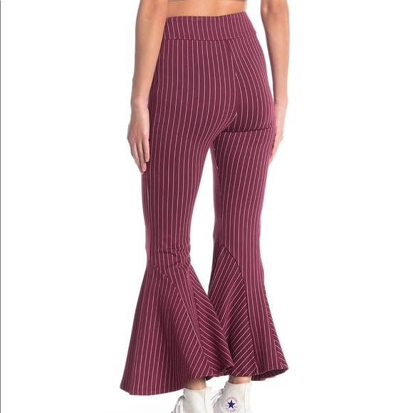 Free People High Rise Striped Flare Pants - Picture 5 of 8